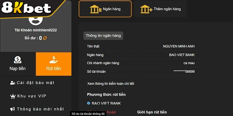 Người chơi lựa chọn các phương thức nhận thưởng phù hợp
