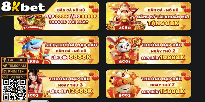 Khuyến mãi sảnh bắn cá tại 8KBET nạp thưởng mới nhất